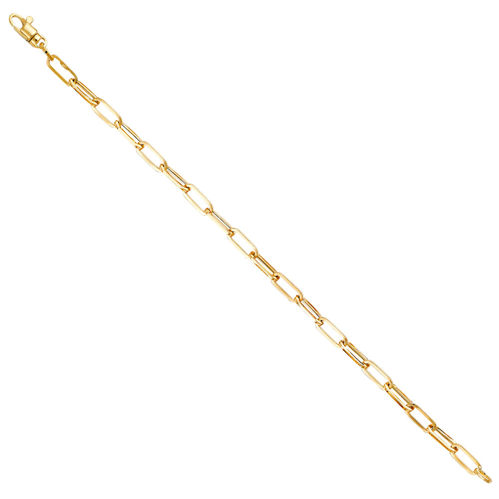 14K Yellow Gold 4.0 mm Hollow Paperclip Br 7.25