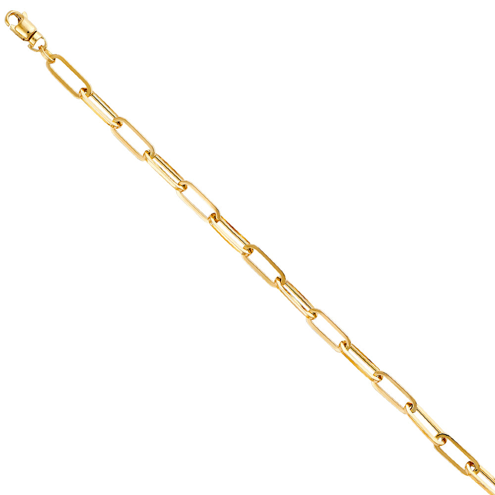 14K Yellow Gold 5.5 mm Hollow Paperclip Bracelet 7.5