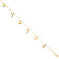 14K Yellow Gold Hanging Dolphin + Heart Anklet
