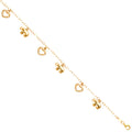 14K Yellow Gold Hanging Elephant + Heart Bracelet 7 + 1