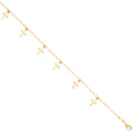 14K Yellow Gold Hanging Cross Bracelet 7 + 1