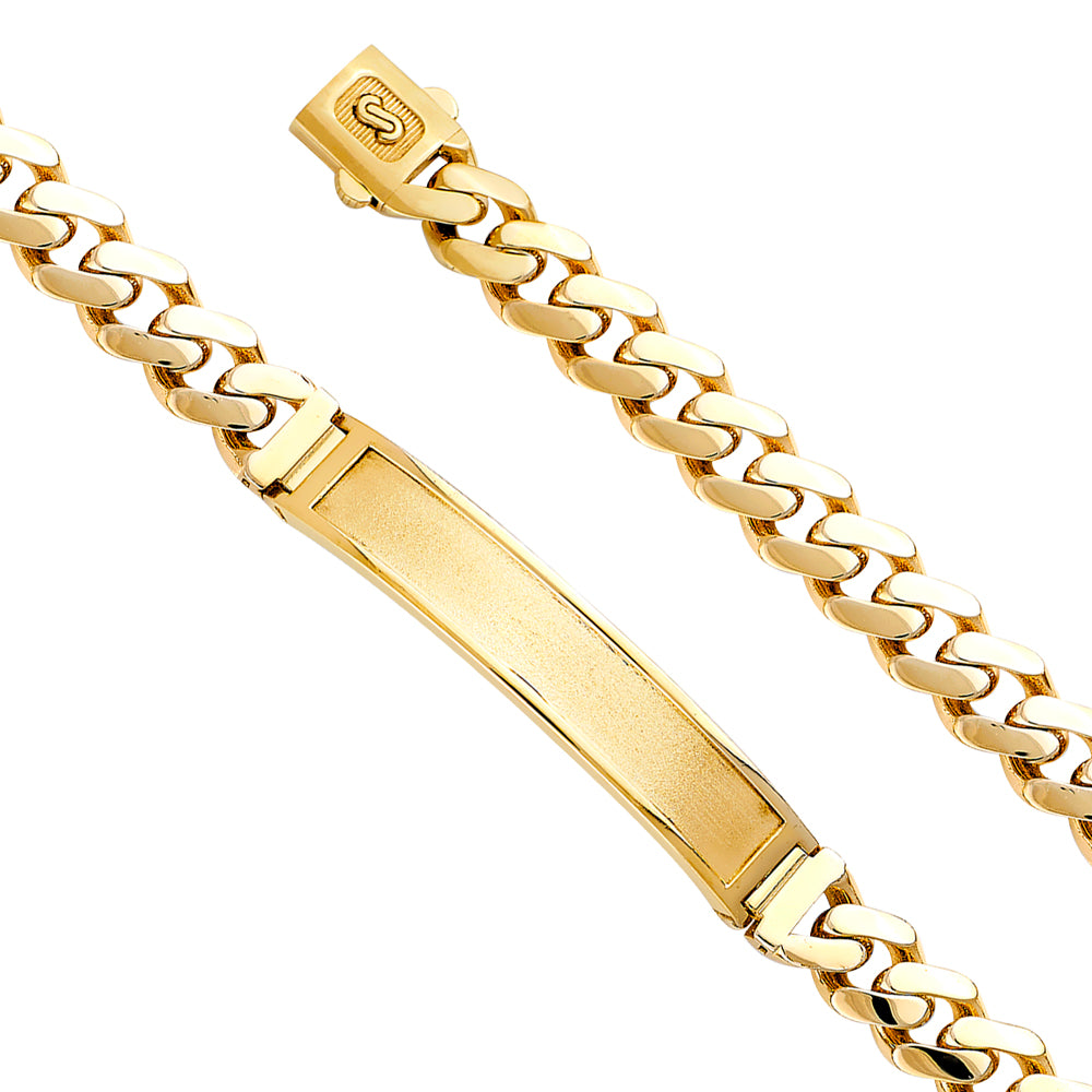14K Yellow Gold 9.5 mm Hol-Cuban Monaco Br W/Frame Id