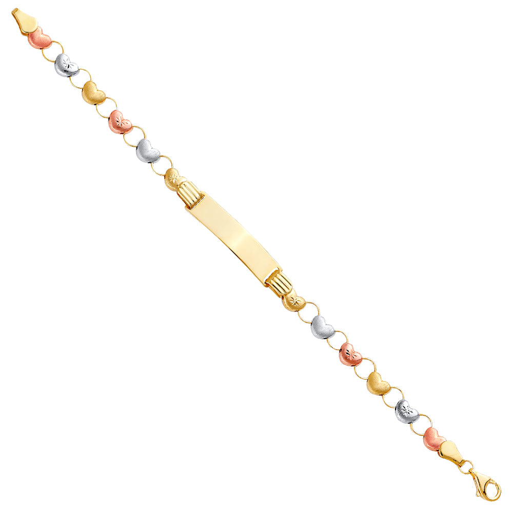 14K Yellow White Rose Gold Stampato Br W/Plain ID For Junior
