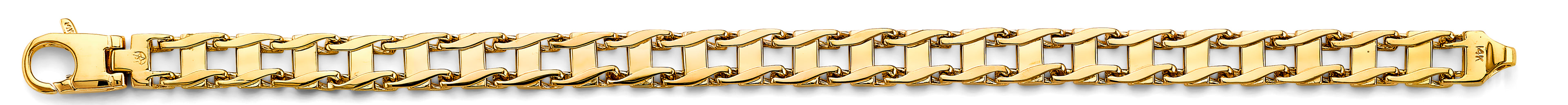 14K Yellow Gold Fancy Rail Link Men'S Bracelet