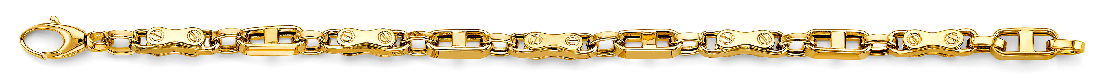 14K Yellow Gold Fancy Screw Link Men'S Bracelet