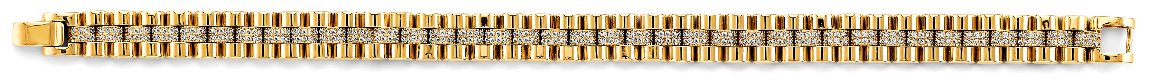 14K Yellow Gold Fancy Rolex Type CZ Bracelet