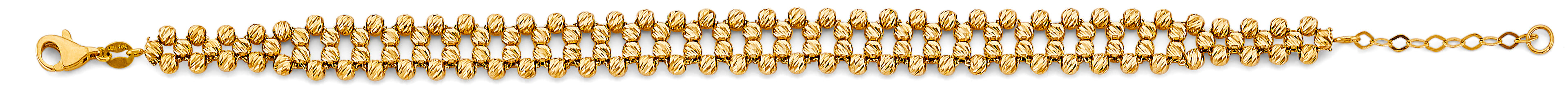 14K Yellow Gold Fancy Diamond Cut Ball Bracelet