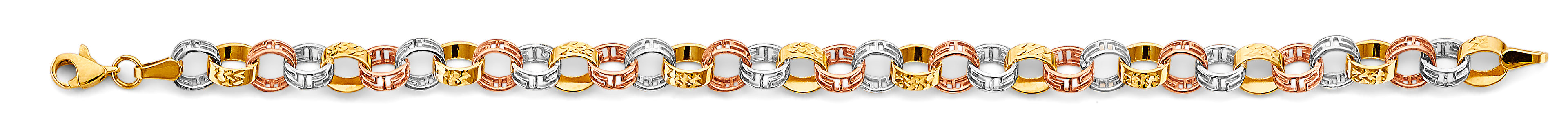 14K Yellow White Rose Gold Fancy Link Bracelet