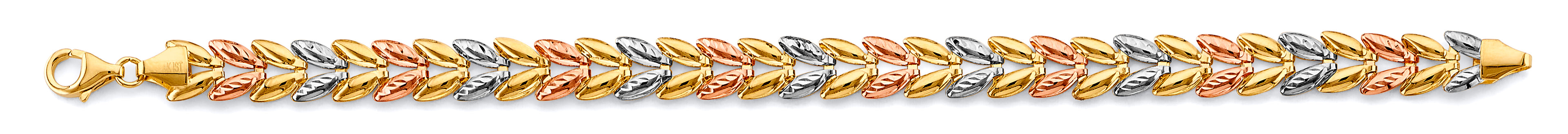 14K Yellow White Rose Gold Fancy Hollow Bracelet