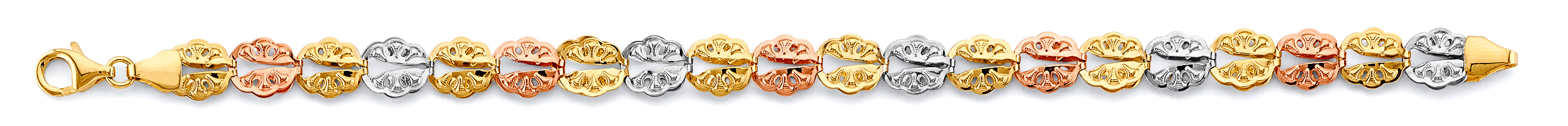14K Yellow White Rose Gold Fancy Bracelet