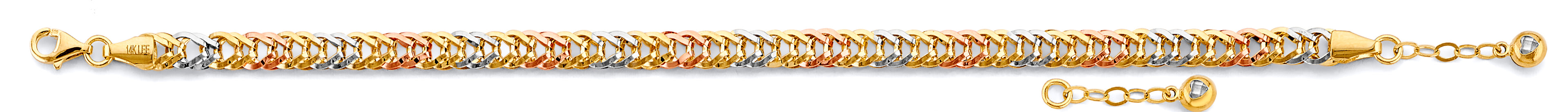 14K Yellow White Rose Gold Fancy Bracelet