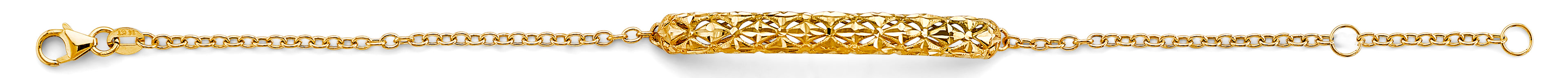 14K Yellow Gold Center Diamond Cut ID Bracelet