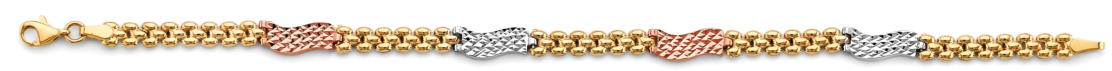 14K Yellow White Rose Gold Fancy Bracelet