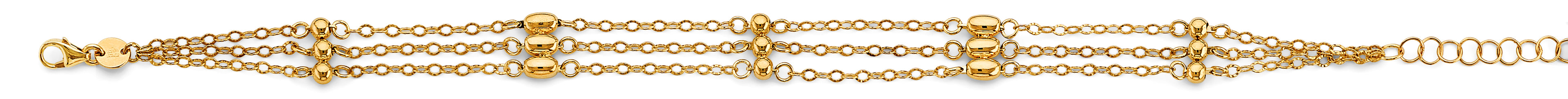 14K Yellow Gold 3 Line Link/Ball Bracelet