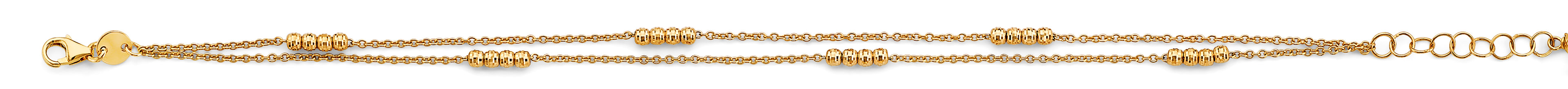 14K Yellow Gold 2 Line Ball Bracelet