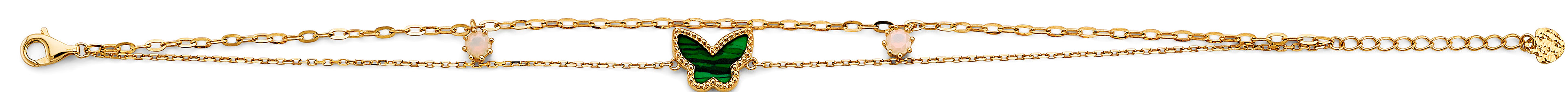 14K Yellow Gold 2 Line Butterfly Bracelet
