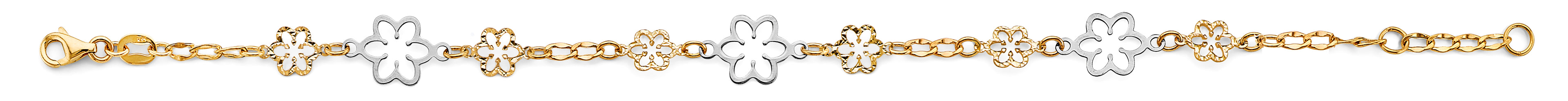 14K Two Tone Gold Flower Bracelet