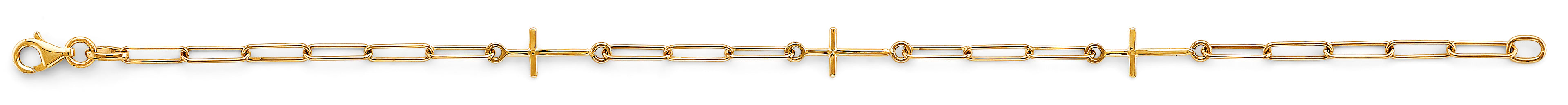 14K Yellow Gold Light Cross/Link Bracelet