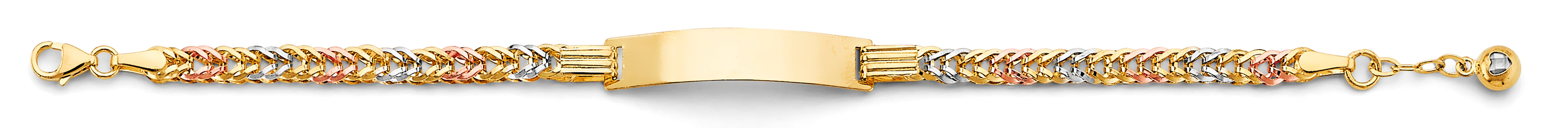 14K Yellow White Rose Gold CZ Baby ID Bracelet