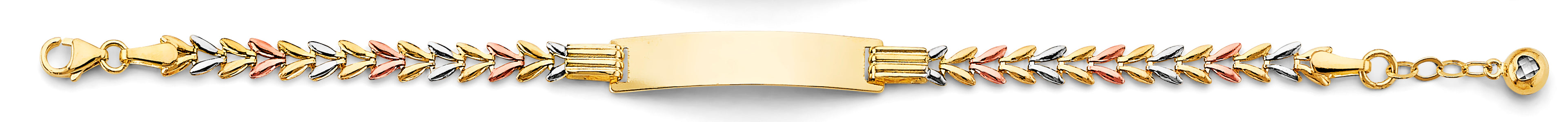 14K Yellow White Rose Gold CZ Baby ID Bracelet