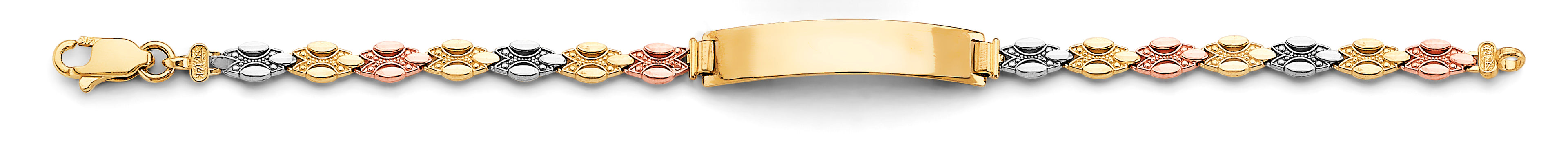 14K Yellow White Rose Gold Baby ID Bracelet