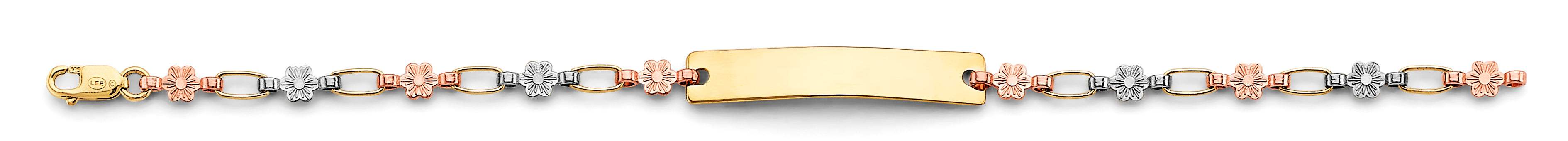 14K Yellow White Rose Gold Baby ID Bracelet