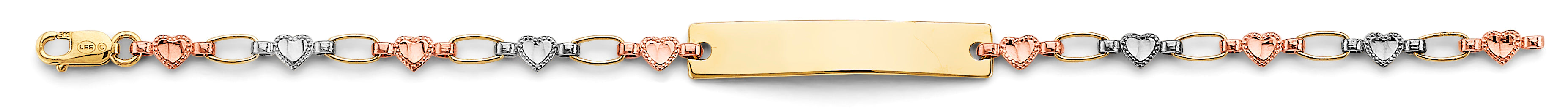 14K Yellow White Rose Gold Baby ID Bracelet