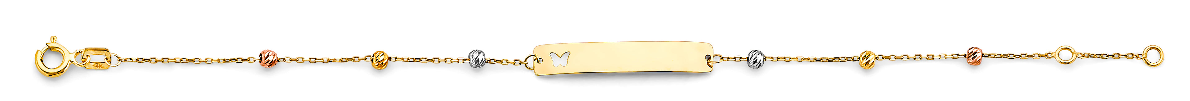 14K Yellow White Rose Gold Ball Baby ID Bracelet