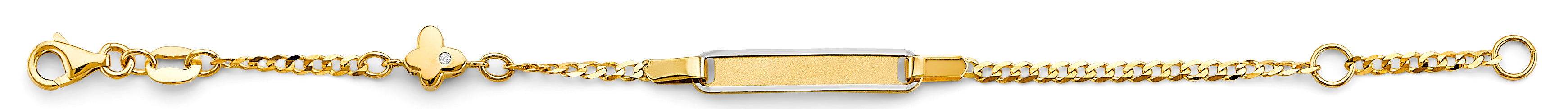 14K Two Tone Gold CZ Baby ID W/ Butterfly Bracelet