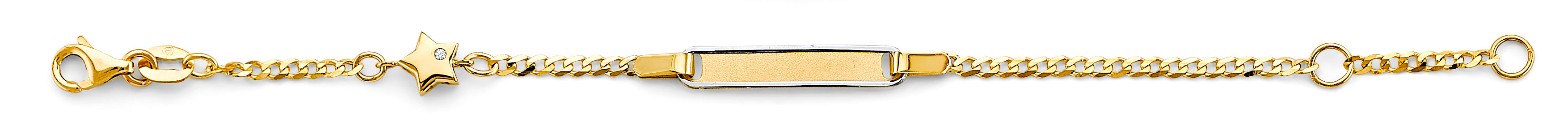 14K Two Tone Gold CZ Baby ID W/ Star Bracelet