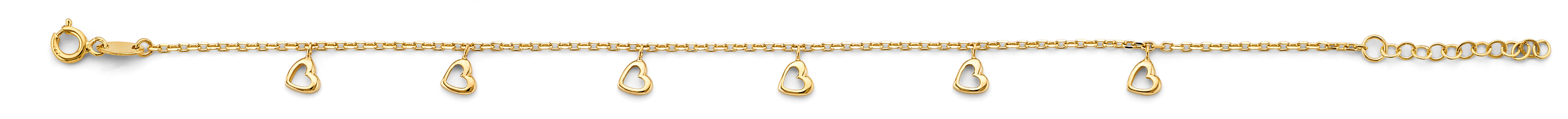 14K Yellow Gold Heart Charm Light Anklet