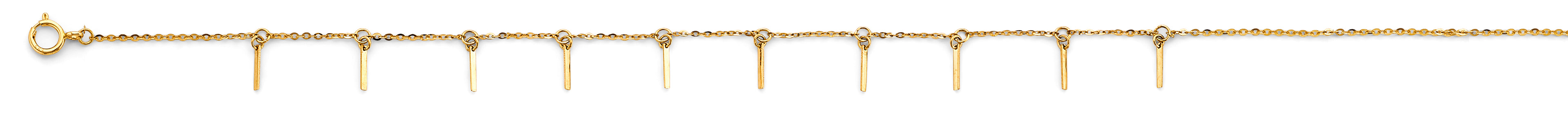 14K Yellow Gold Bar Charm Light Anklet (9+1)