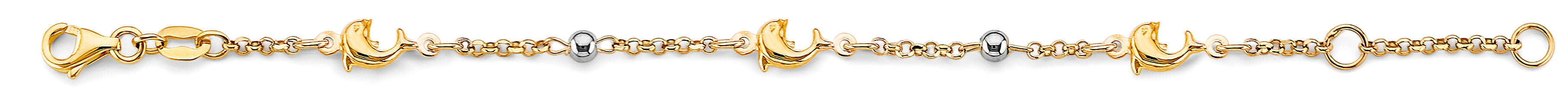 14K Two Tone Gold Dolphin Baby Bracelet