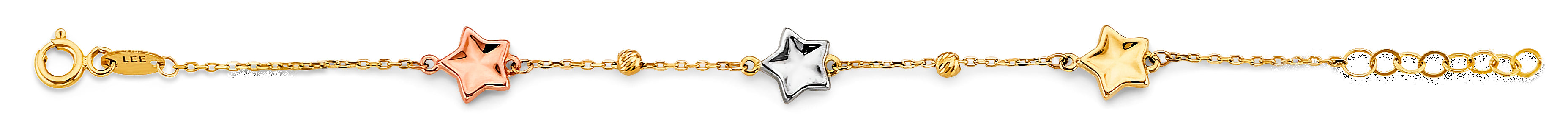 14K Yellow White Rose Gold Star Baby Bracelet