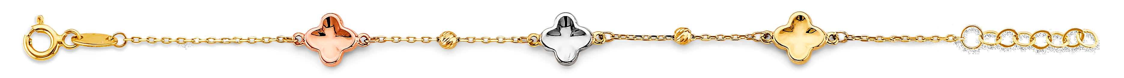 14K Yellow White Rose Gold Flower Baby Bracelet