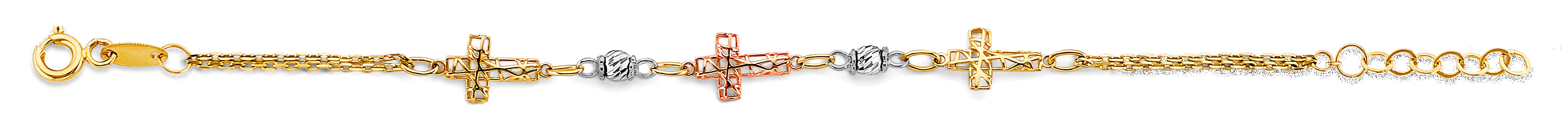 14K Yellow White Rose Gold Cross Baby Bracelet