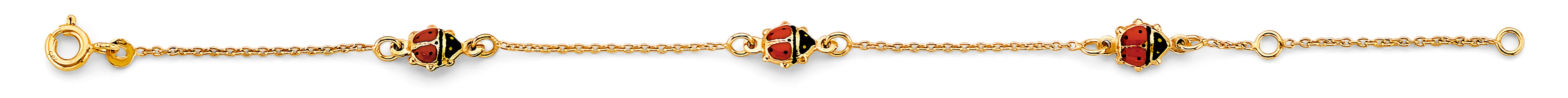 14K Yellow Gold Lady Bug Chain Baby Bracelet