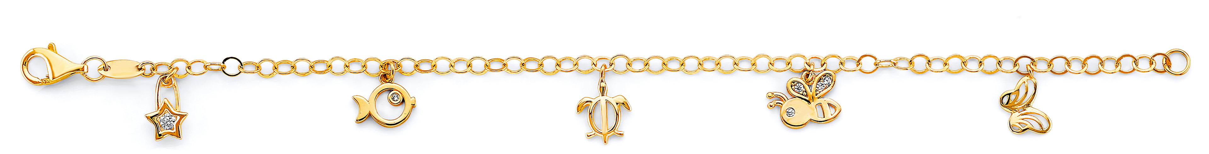 14K Yellow Gold Charm CZ Baby Bracelet