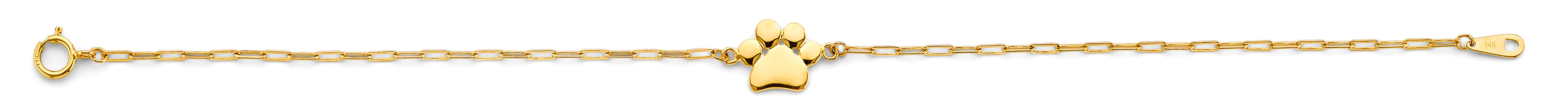 14K Yellow Gold Dog Paw Center Light Bracelet