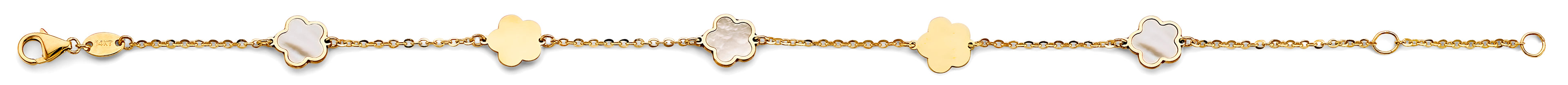 14K Yellow Gold Mop Flower Bracelet