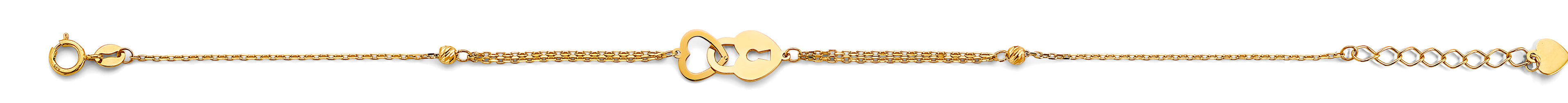 14K Yellow Gold Heart & Lock Light Bracelet