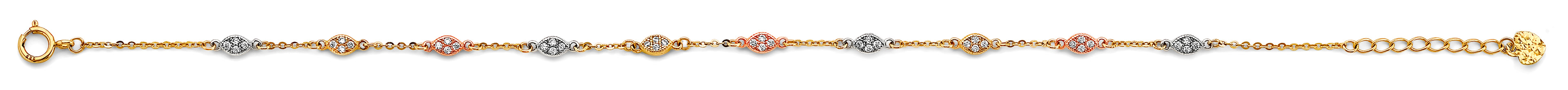 14K Yellow White Rose Gold CZ Light Bracelet