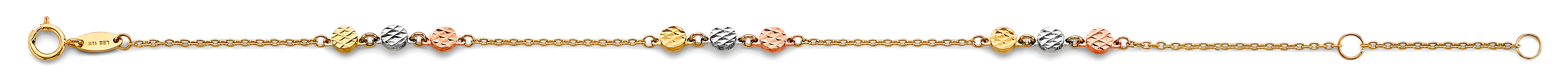 14K Yellow White Rose Gold Light Anklet