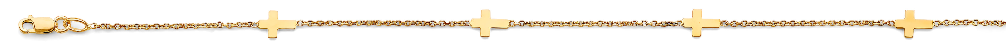14K Yellow Gold Light Cross Anklet (9+1)