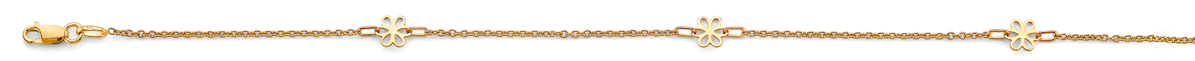 14K Yellow Gold Light Flower Anklet (9+1)