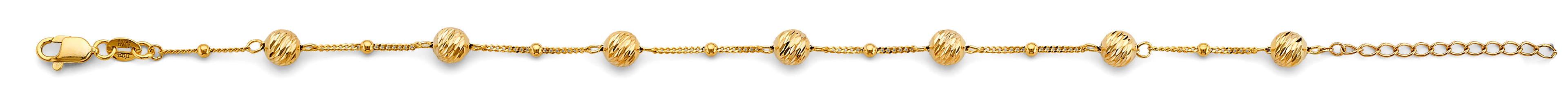 14K Yellow Gold Diamond Cut Ball Bracelet