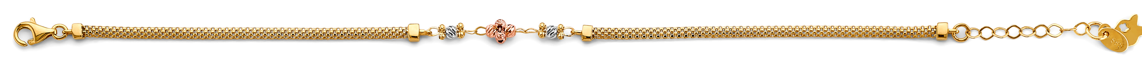 14K Yellow White Rose Gold Center Ball Bracelet