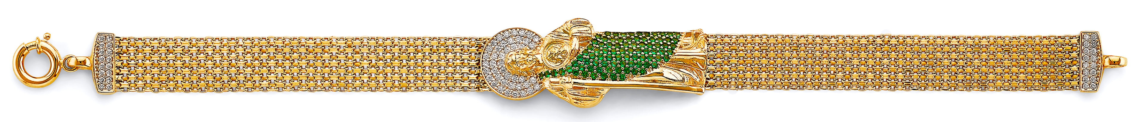 14K Two Tone Gold Bismark CZ St. Jude ID Bracelet