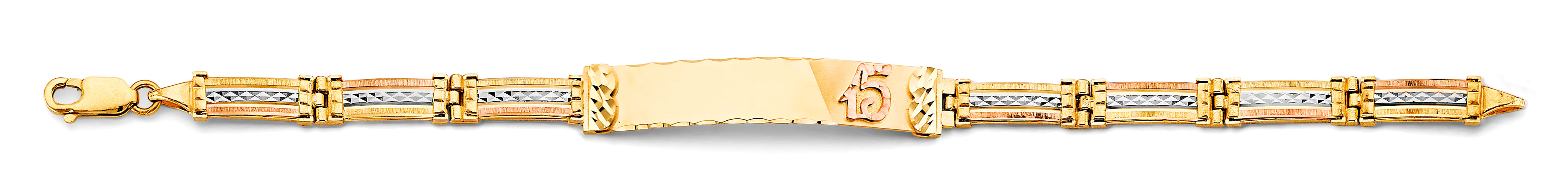 14K Yellow White Rose Gold 15 Years ID Bracelet