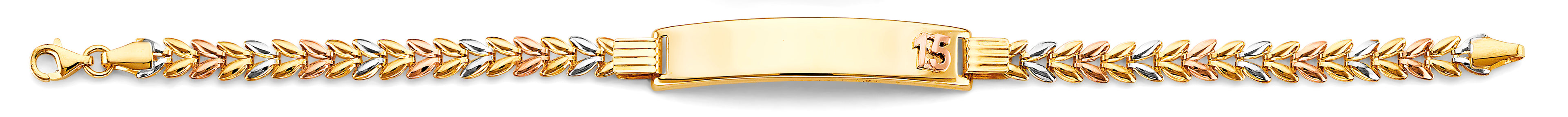 14K Yellow White Rose Gold 15 Years ID Bracelet